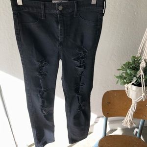 Hollister distressed denim black jeans